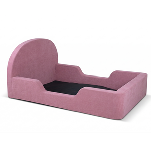 Lit de sol en mousse rose moderne, confortable et écologique pour tout-petits, rembourré en velours, compressé sous vide pour chambre à coucher - Product Image 4