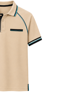 Camiseta Polo Personalizada para Hombre en Beige, Negro y Cian, Ropa Deportiva Informal, Transpirable, Mezcla de Algodón, Polo de Golf, Top de Verano - Product Image 4