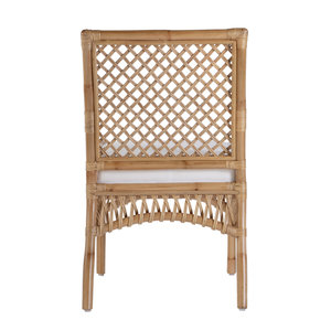 Chaise de salle à manger en rotin naturel fait main, chaise d'appoint en osier avec dossier en treillis et assise rembourrée pour restaurant, café, mobilier de maison - Product Image 5