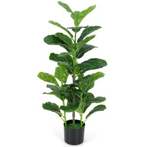 2 Pack Indoor and Outdoor Artificial Fiddle Leaf Fig <b>Tree</b> High Quality <b>Plastic</b> Palms with Durable Stand - Product Image 3
