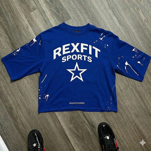 Camiseta Deportiva Corta con Estampado Tie Dye Rexfit, Corte Regular, Felpa, 100% Algodón, Cuello Redondo, Informal para Hombre, 300g, Diseño Estampado - Product Image 2
