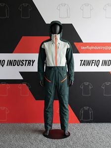 Combinaison de ski pour homme adulte, imperméable, isolée en polaire Tex, avec fermeture éclair, capuche, design rétro à panneaux, vert - Product Image 5