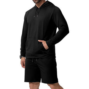 Heavy Duty Custom <b>Men</b> <b>Hoodie</b> <b>and</b> <b>Shorts</b> <b>Set</b> 100% Cotton Fleece Sweat Suit with Personalized Design <b>and</b> Logo <b>Hoodie</b> <b>And</b> <b>Short</b> <b>Set</b> - Product Image 1
