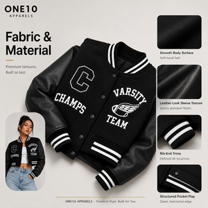Custom Logo Women's Cropped Varsity Jacket Black Sheep <b>Skin</b> Sleeves Applique Detail Covered Button <b>Short</b> Fit Anti-Wrinkle - Product Image 6