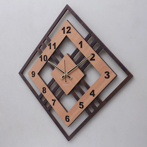 Modern Wooden <b>Wall</b> <b>Clock</b> Geometric Square Design Arabic Numeral Quartz Analog <b>Clock</b> for Living Room Bedroom Office Home Decor - Product Image 4