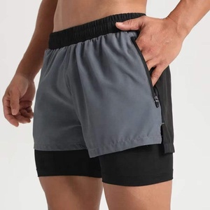 Shorts de sport pour homme, 100% polyester, séchage rapide, respirant, pour entraînement, course à pied, athlètes, avec poche zippée. - Product Image 3