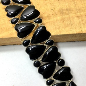 Natural black Chalcedony Silver Drop Earring Faceted onyx <b>Gemstone</b> <b>Bracelet</b> Woman Jewelry Wholesaler Price - Product Image 5