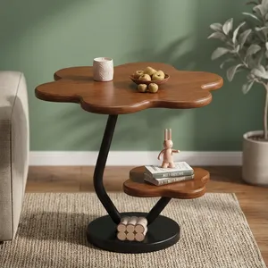 Modern Minimalist <b>Small</b> Coffee <b>Table</b> with Storage Rack and Iron Frame for Living Room and Bedroom Home Furniture Wood Top - Product Image 3
