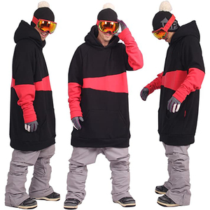 Sudadera con Capucha para Hombre, Color Negro y Rojo, con Bloques de Color, Manga Raglán, Forro Polar, Talla Grande, Informal, Cortavientos, para Invierno - Product Image 2