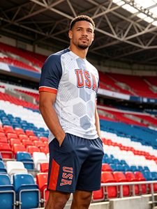 Maillot de football à manches courtes pour homme USA, col rond, impression sublimée, polyester respirant, coupe athlétique, vêtements pour adultes - Product Image 6