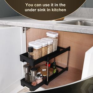 Black 2-Hook <b>Kitchen</b> <b>Storage</b> Cabinet Organizers with Pull-Out Drawers - Product Image 4