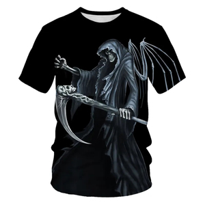 Gothic Reaper Skull Design Men's Short Sleeve T-<b>Shirt</b> Regular Fit O-Neck <b>100</b>% <b>Polyester</b> Anti-Pilling Breathable - Product Image 1