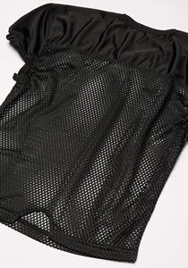 Women's <b>Black</b> <b>Mesh</b> Short <b>Sleeve</b> <b>Top</b> Round Neck Breathable Polyester Solid Color Summer Shirt Regular Fit Pullover Style - Product Image 3