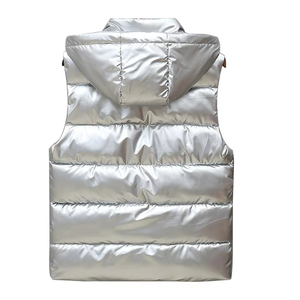 เสื้อกั๊กพัฟเฟอร์ลำลองสำหรับผู้ชายสำหรับฤดูหนาว มีซิปปิด ให้ความอบอุ่น ไม่มีแขนเสื้อ แจ็คเก็ตบอนด์ดาวน์ - Product Image 6