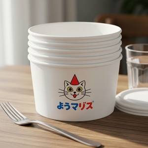 Bols en papier ronds écologiques avec couvercles imprimés personnalisés pour aliments chauds/froids, biscuits, revêtement PET - Product Image 2