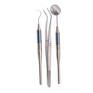 ชุดอุปกรณ์วินิจฉัยทางทันตกรรมแบบหนัก 3 ชิ้น ทำจากสแตนเลสสตีล ประกอบด้วยกระจก แหนบ และเครื่องมือสำรวจ สำหรับการตรวจช่องปากระดับมืออาชีพ พร้อมโลโก้สั่งทำได้ - Product Image 1