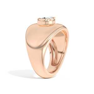 Anillos de oro macizo de 14k y 18k con diamante de laboratorio de 1 quilate en forma de pera, con engaste semibezel y puntas, anillos de declaración con cúpula robusta para hombre, al por mayor - Product Image 5