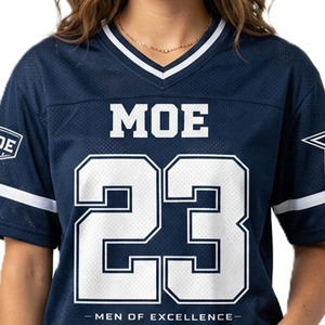 Maillot de football bleu marine en mesh à col en V, personnalisable avec numéro, unisexe, tenue d'équipe athlétique, haut léger, maillot de football américain OEM - Product Image 5