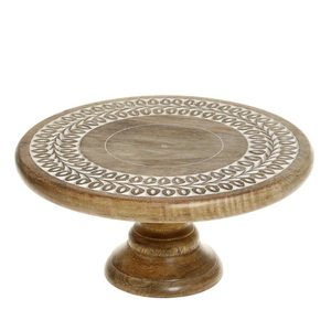 Bandeja de Pedestal de Madera Artesanal con Acabado Blanqueado, Soporte Redondo Decorativo para Pasteles, para Decoración de Cocina Rústica, Precio Más Bajo - Product Image 6