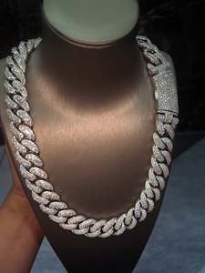 Collier chaîne cubaine glacée en moissanite, bijoux hip-hop bling, vente en gros, pour hommes et femmes, plaqué or 14 carats, certifié IGI, argent et or - Product Image 5