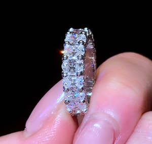 Customize Moissanite 9k 14K 18k Solid Gold <b>Ring</b> Platinum Half and Eternity Band <b>Rings</b> for Women Gift - Product Image 1
