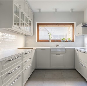 JY Project Customized High End European Style Melamine <b>Kitchen</b> Cabinet Shaker Modular Luxury Frameless Full Set Modern Design - Product Image 1