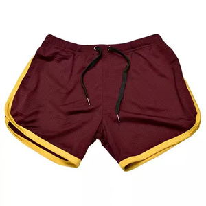 Shorts en maille blanche pour hommes avec bande latérale verte, taille mi-haute, cordon de serrage, décontractés et respirants - Product Image 3