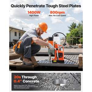 1400 W Portable <b>Magnetic</b> <b>Drill</b> Press 2 Boring Diameter 2810 Lbf Power 0-800 RPM Adjustable Speed Weldon Shank for Home - Product Image 2