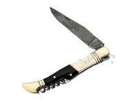 Couteau de poche pliant en acier Damas de haute qualité, de qualité industrielle, multifonctionnel, avec manche en os de chameau et cor de buffle, 58-60HRC
