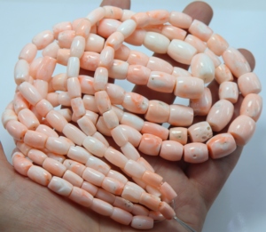 Perles tubulaires en corail rose naturel japonais, authentiques pierres précieuses en corail, perles en vrac pour colliers et bijoux - Product Image 3