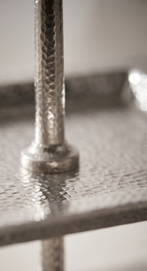 Wholesale Elegant Silver Finish <b>Two</b> <b>Tier</b> Square Serving Tray Pedestal <b>Cake</b> <b>Stand</b> Hammered Dessert Fruit Display <b>Stand</b> - Product Image 5