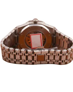 Montre de luxe pour homme, mouvement antique, entièrement pavée de diamants Moissanite VVS en or blanc, style Hip Hop, cadran noir, haute qualité, personnalisée - Product Image 4