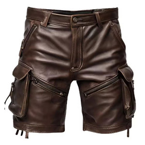 Shorts en cuir pour hommes avec une finition soignée, une doublure confortable et un système de fermeture sécurisé - Product Image 1