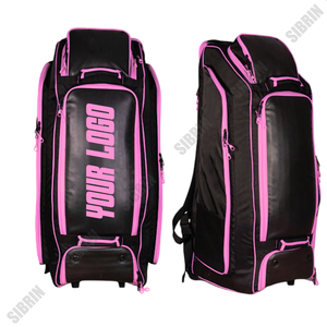 SIBRIN <b>Black</b> for Waterproof Unisex Stand Cricket Kit Bag Wheels <b>Backpack</b> Straps Shoe Compartment <b>Large</b> Capacity Duffle Trolley - Product Image 1
