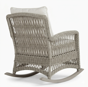 Modern Luxury PE Rattan Rocking <b>Chair</b> All Weather Synthetic Wicker Patio Armchair <b>Outdoor</b> Garden Lounge Furniture With Cushion - Product Image 3