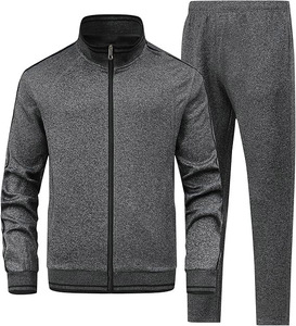 Men's Gray Navy Tracksuit Full <b>Zip</b> <b>Jacket</b> With Side Pockets Matching Pants Sporty Autumn Wear Adult Regular Fit Breathable - Product Image 5