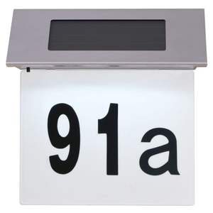 Luces Solares para Jardín con Número de Casa Estándar en Acero Inoxidable Plateado y Blanco - Product Image 5