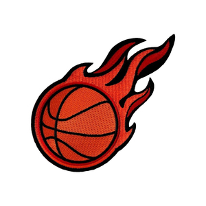 Embroidered Cricket Ball With Flame Patch <b>Sew</b>-On Fabric Badge Circular Design For Garment Application - Product Image 5