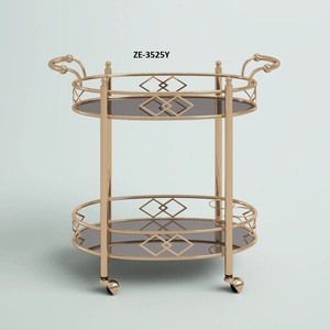 Luxury Handmade Ceramic Rolling <b>Serving</b> Cart <b>Trolley</b> for Beverage Wine Tea Coffee Party Decoration Applications Eco-Friendly - Product Image 2