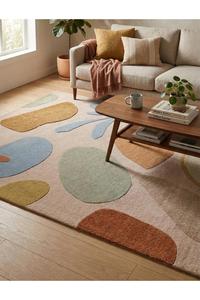 Tapis en laine anti-statique et anti-allergie, hypoallergénique, antidérapant, fait main, pour usage domestique des personnes âgées, design géométrique moderne - Product Image 3