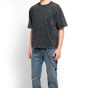 T-shirt surdimensionné personnalisé en coton épais 100% pour homme, style streetwear, effet délavé vintage et stone wash, avec poche, vente en gros - Product Image 3