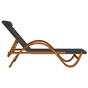 Chaise longue en bois massif de peuplier avec oreiller en textilène gris Meubles de relaxation d'extérieur de qualité supérieure - Product Image 4