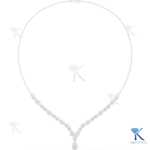 Collar con Diamantes Cultivados en Laboratorio, Corte Brillante, Diseño Floral en Forma de V, Oro Sólido de 14K/18K, Joyería Fina para Mujer - Product Image 3