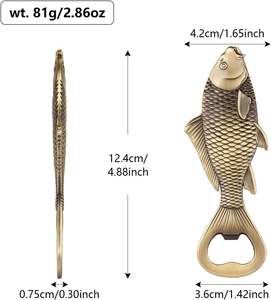 Ouvre-bouteille en bronze en forme de carpe, cadeau pour pêcheurs (hommes et femmes), cadeau de Noël avec sac cadeau - Product Image 2