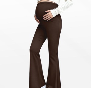 Adjustable Waist Maternity <b>Leggings</b> Pregnancy Women Yoga Fitness Gym Sporty Wide Leg <b>Flare</b> Stack Maternity Yoga Pants Breathable - Product Image 2
