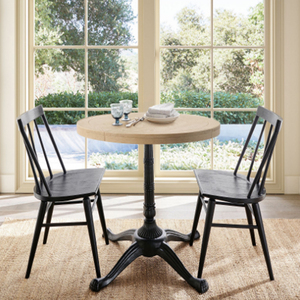 Cast <b>Iron</b> Round Wooden Top Dining <b>Table</b>, Black Metal Base Metal Dining <b>Table</b> For Home & Restaurant Use Dining <b>Table</b> 4 Seater - Product Image 3