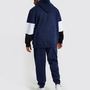 Ensemble de survêtement homme hiver personnalisé avec patchs imprimés effet vieilli, comprenant un sweat à capuche et un pantalon, style délavé à l'acide et color block - Product Image 5