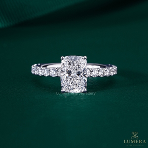 <b>cushion</b> <b>round</b> diamond engagement ring vvs2 e color 9k 10k 14k solid gold wedding band luxury custom fine jewelry stackable ring - Product Image 1