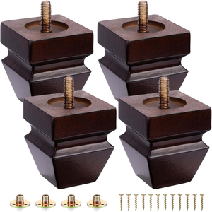 Patas de Repuesto Cuadradas de Madera de Caucho para Muebles, para Sofá, Cama, Banco, Cómoda, con Almohadillas de Fieltro Antideslizantes, para Sala de Estar y Apartamento - Product Image 2