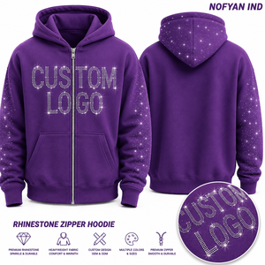 เสื้อฮู้ดดี้ประดับเพชรพรีเมียม รับผลิตแบบ OEM ODM เสื้อสเวตเชิ้ตผ้าคอตตอนหนานุ่ม ผลิตตามสั่ง แบรนด์ส่วนตัว โรงงานขายส่ง - Product Image 1